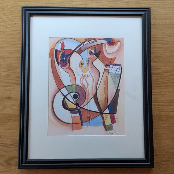 Alfred Gockel Wild Party II Abstract Jazz Art Print, Framed & Matted, 18x22 - Picture 1 of 7